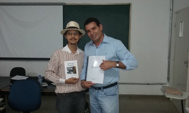 Márcio Moraes (crítico) e Osmar Oliva (autor). Universidade Estadual de Montes Claros (Unimontes). Montes Claros - MG (2015)